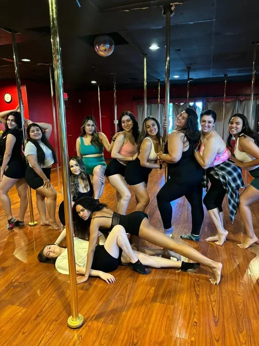 What happens during a bachelorette party at Pole Fitness Studio?