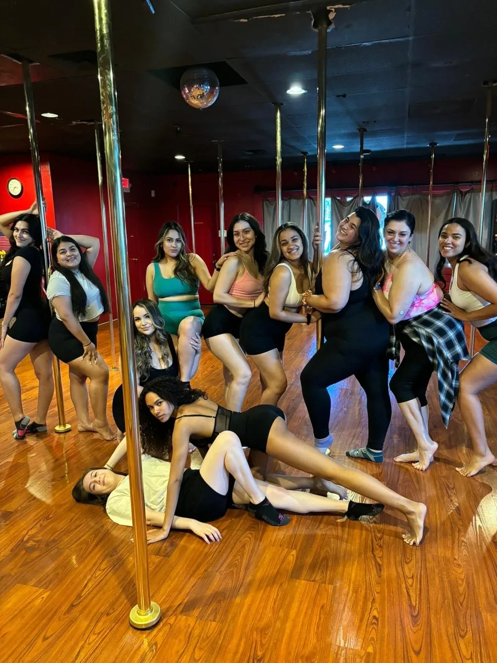 What happens during a bachelorette party at Pole Fitness Studio?