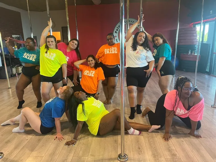 Bachelorette group at a Pole Fitness Studio party